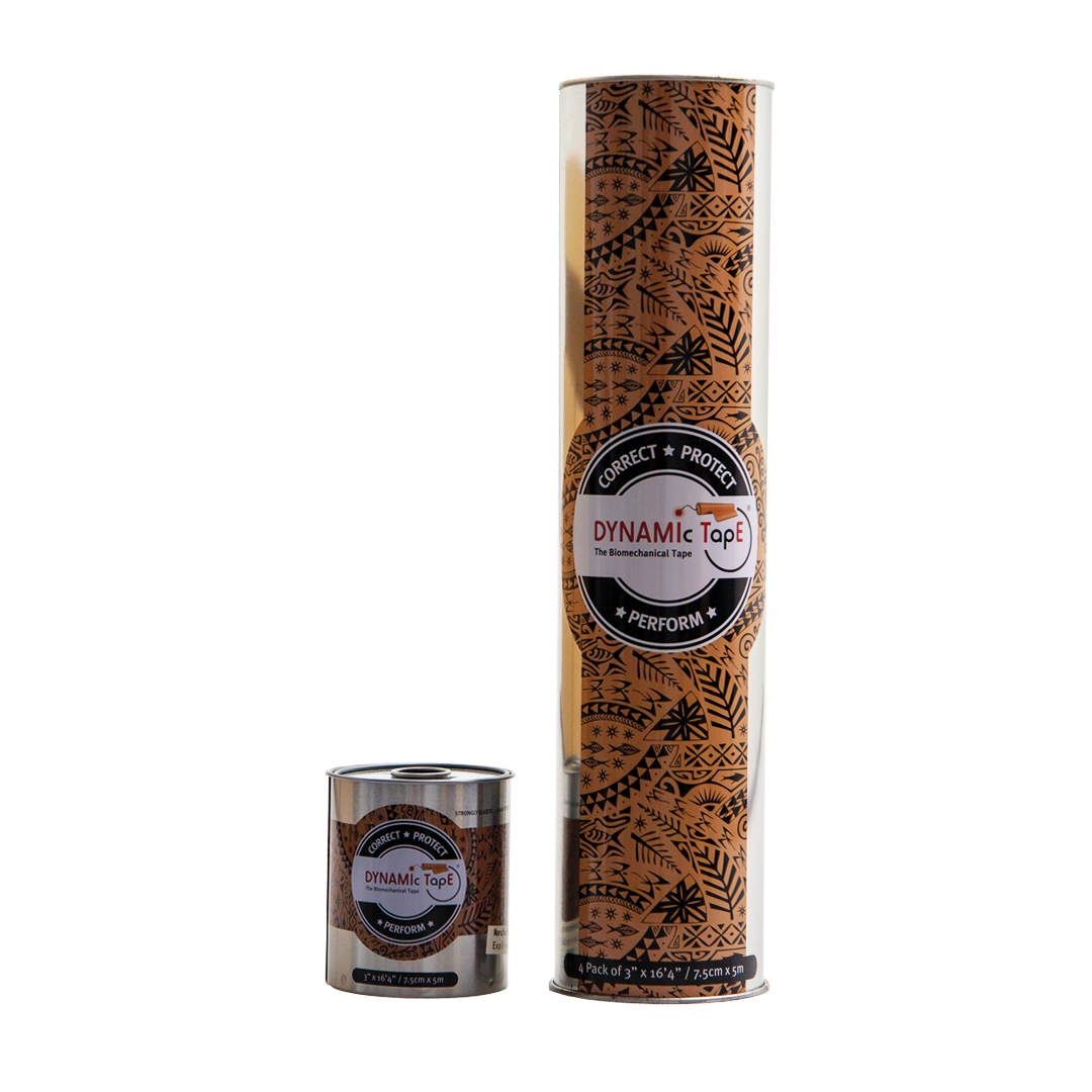 Two cylindrical containers with decorative labels on a white background