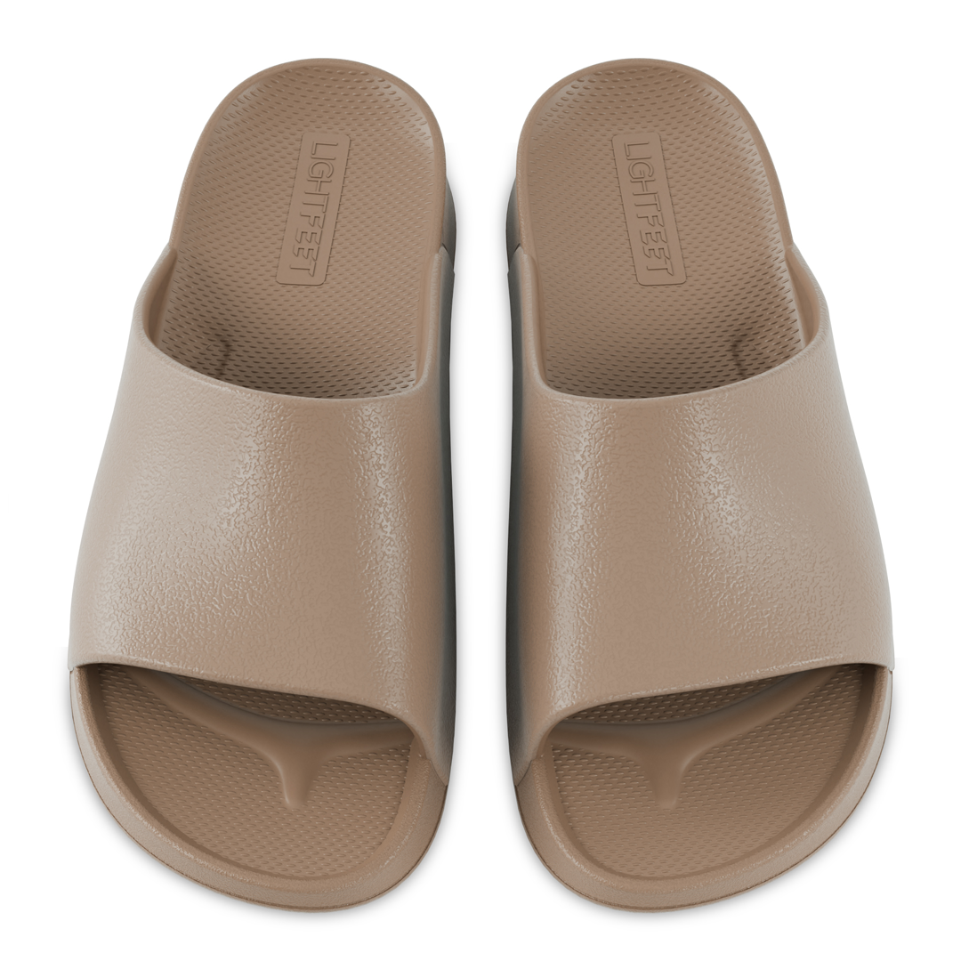 Slid I Lightfeet Single Strap Slides - Latte - Victor Sports Med