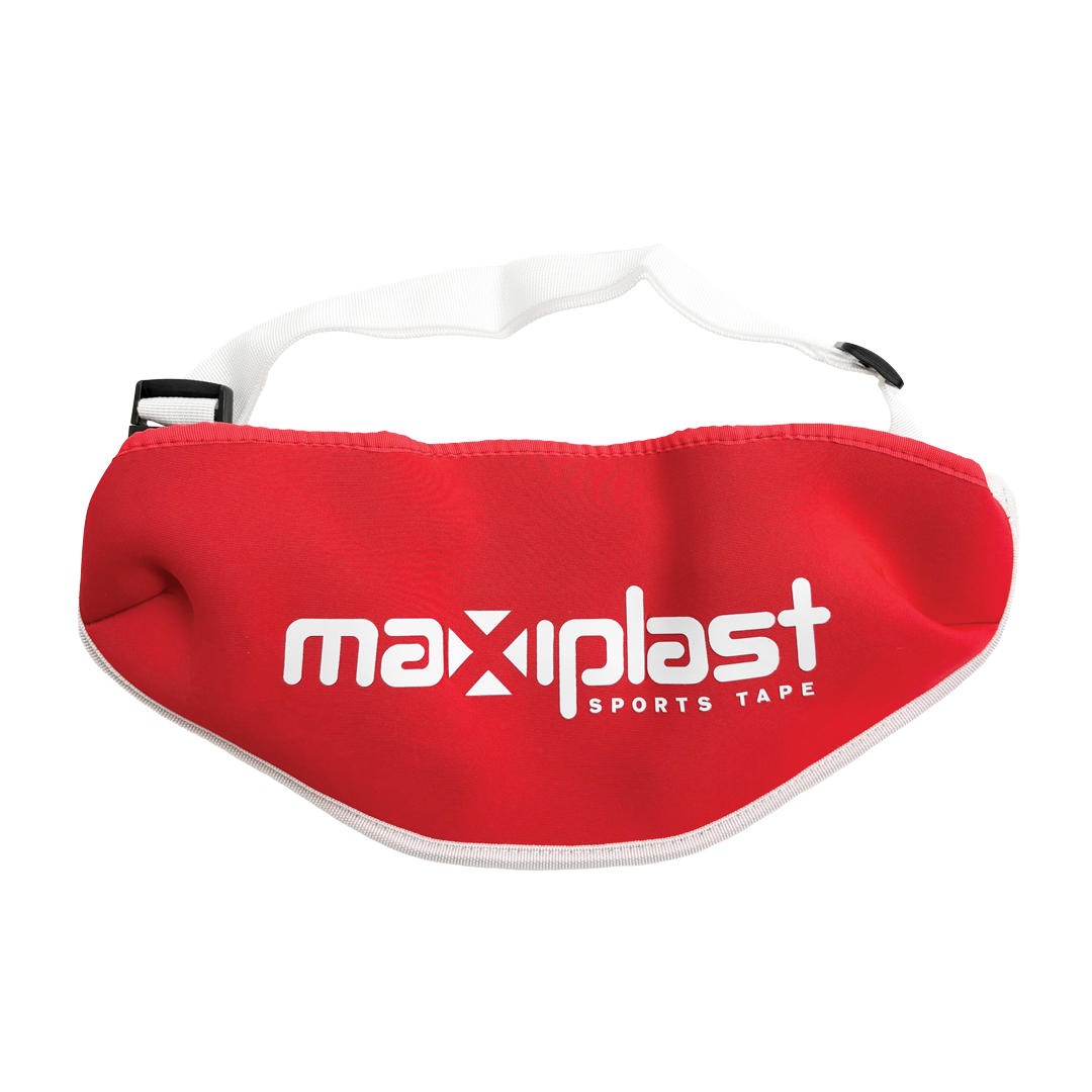 Red Maxiplast sports tape roll on a white background