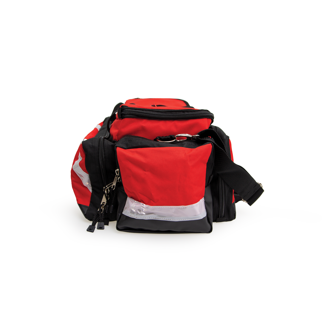 Red and black bag on a white background