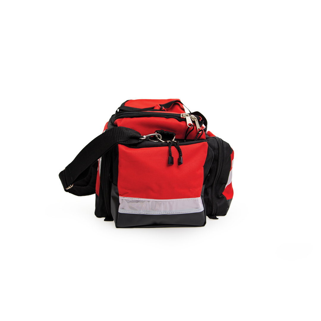 Red and black bag on a white background