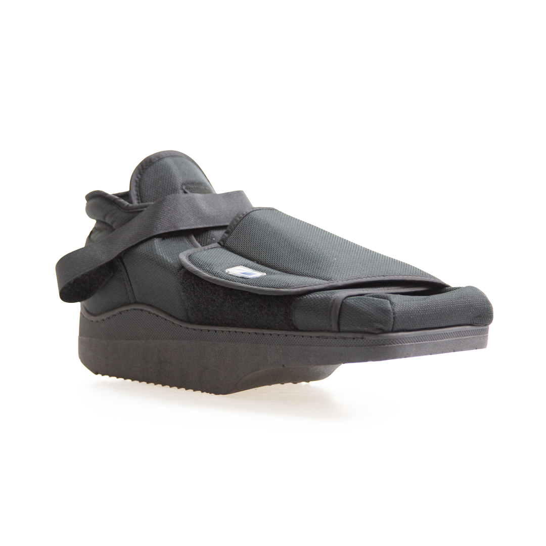 Black sandal with strap design on a white background