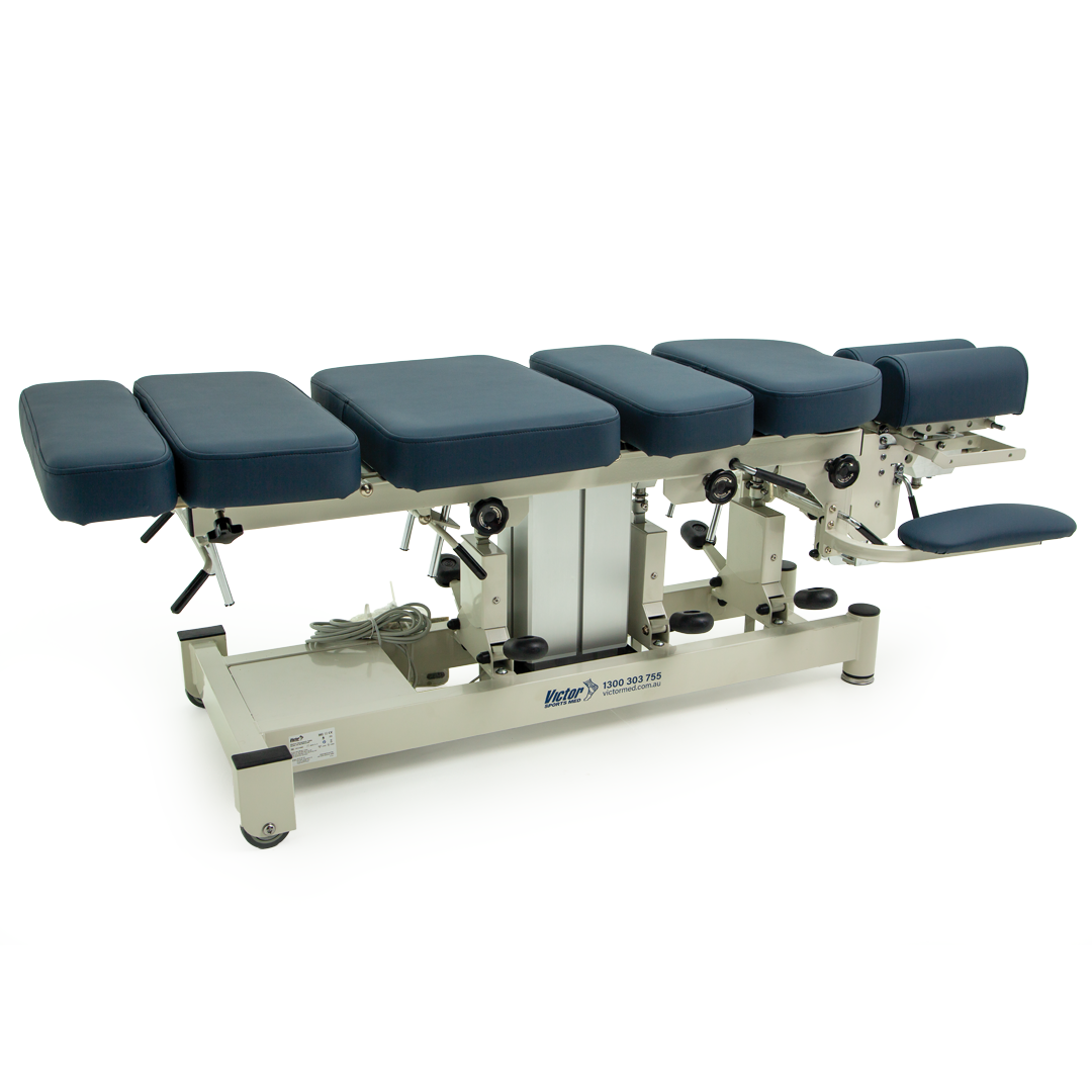 VICTBCHIROELENY Victor Electric Chiropractic Table Navy Side Angle