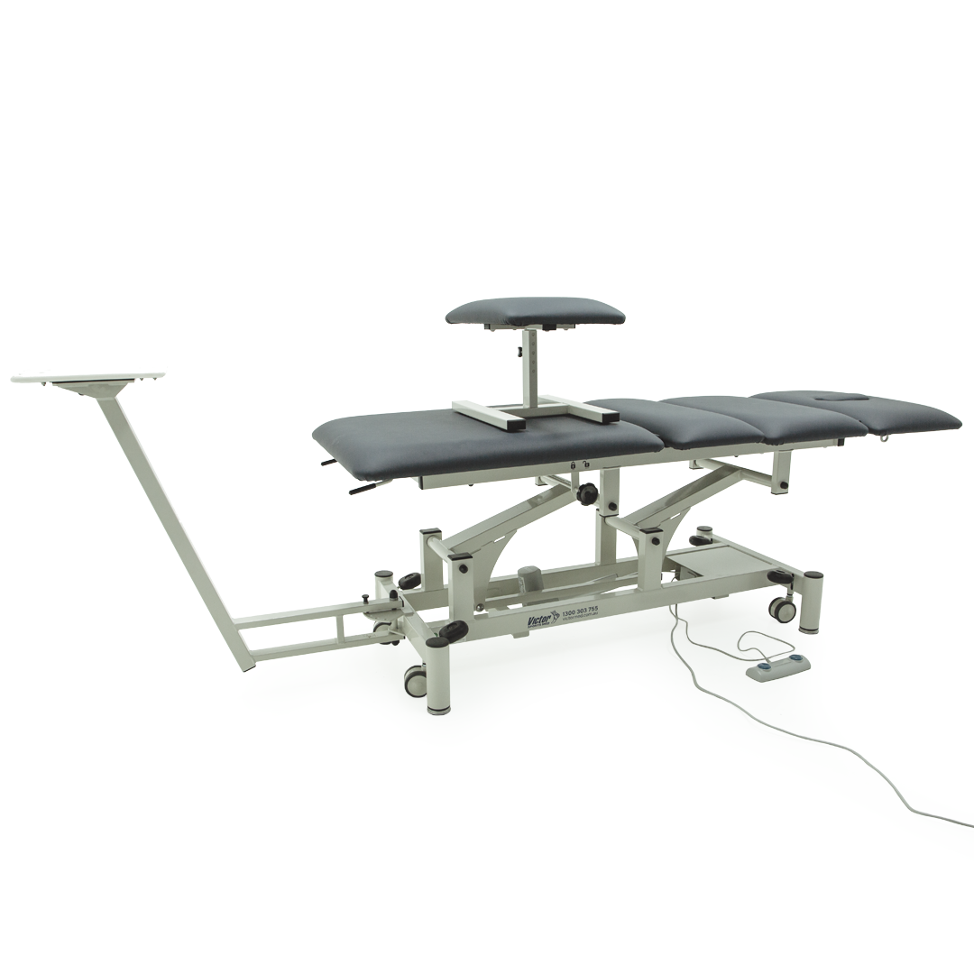 VICTBTRACNY Victor Traction Treatment Table Navy Side Angle