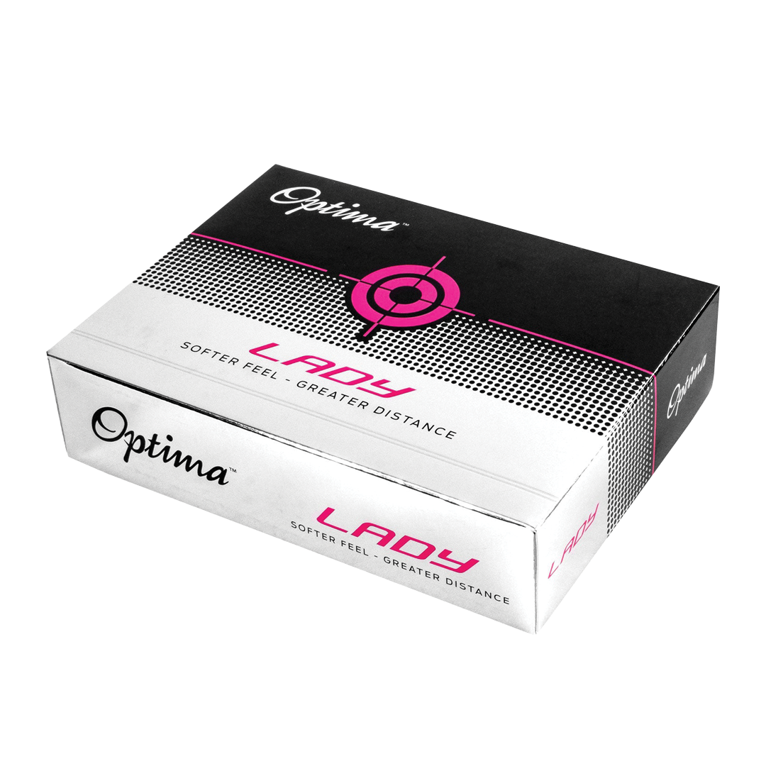 Optima Lady golf ball packaging on a white background